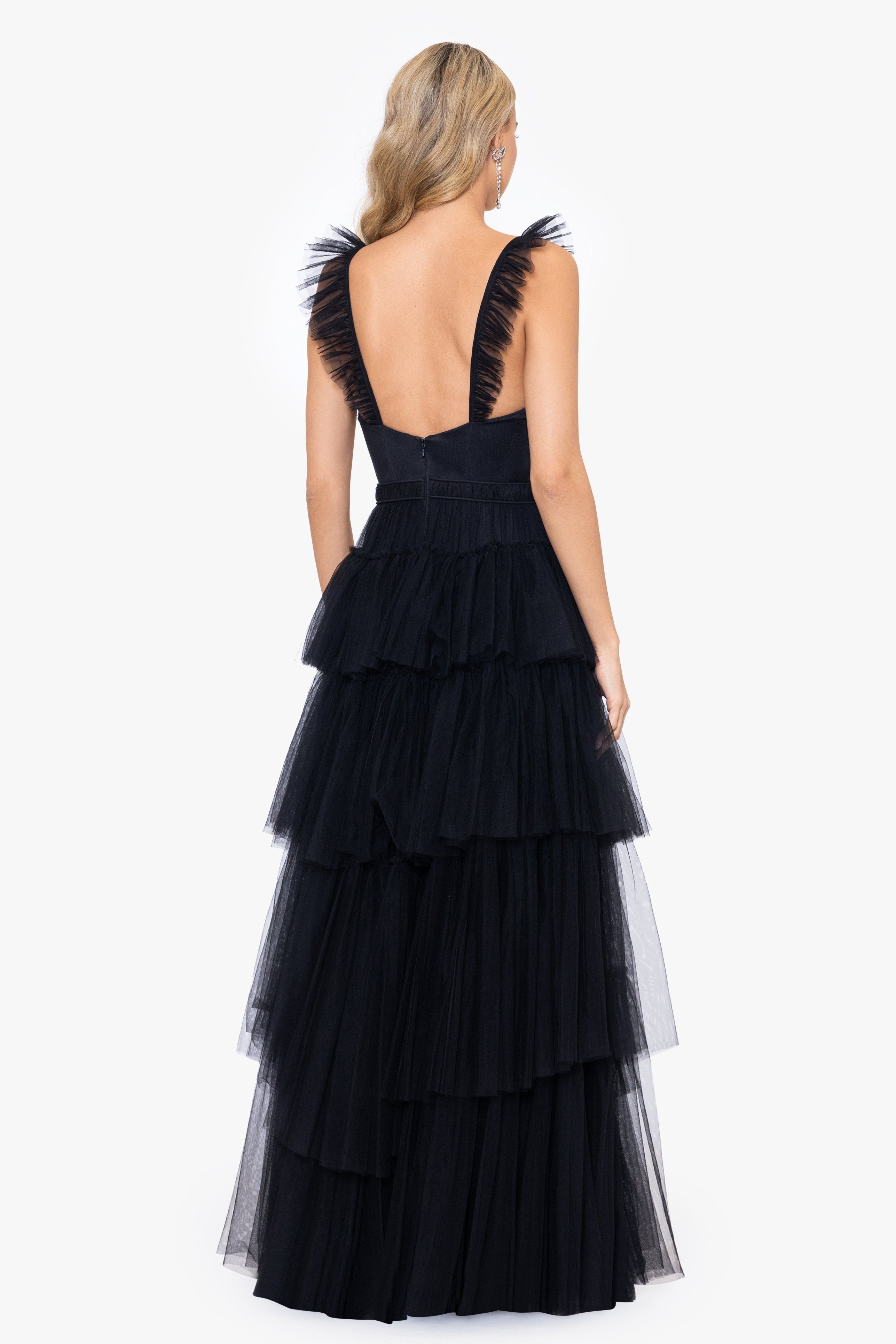 "Mina" Tiered Mesh Ballgown sold by Betsy & Adam product image thumbnail 2