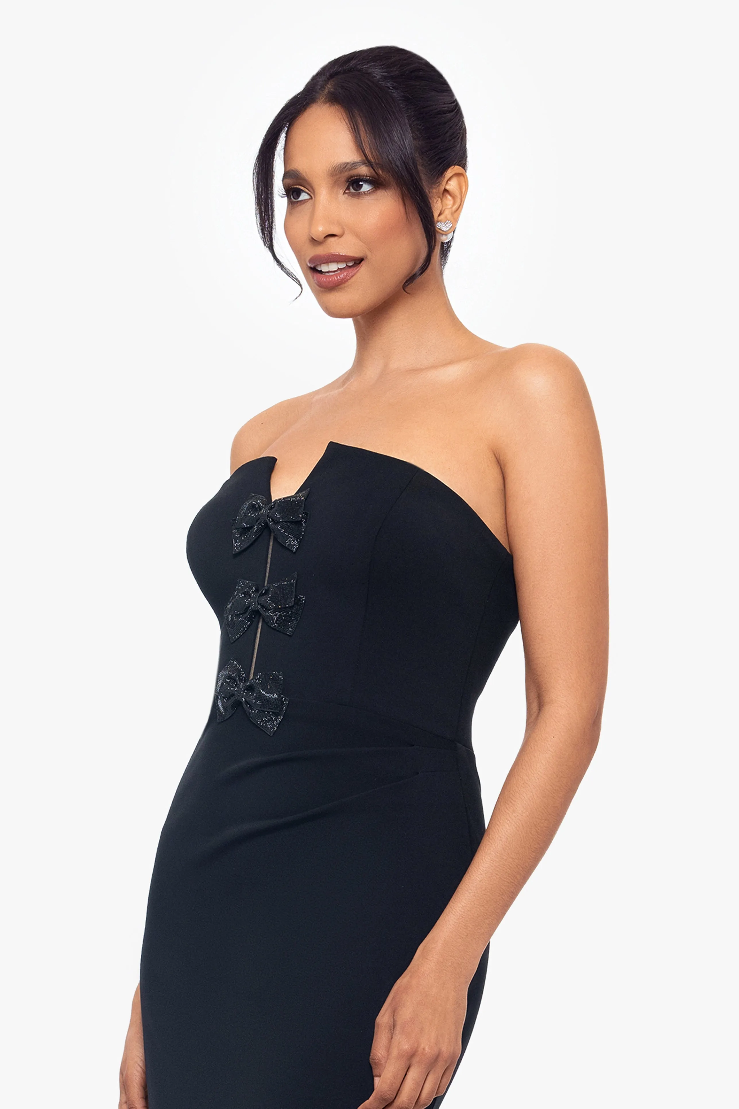 "Eloise" Center Bow Trim Long Dress sold by Betsy & Adam product image thumbnail 4