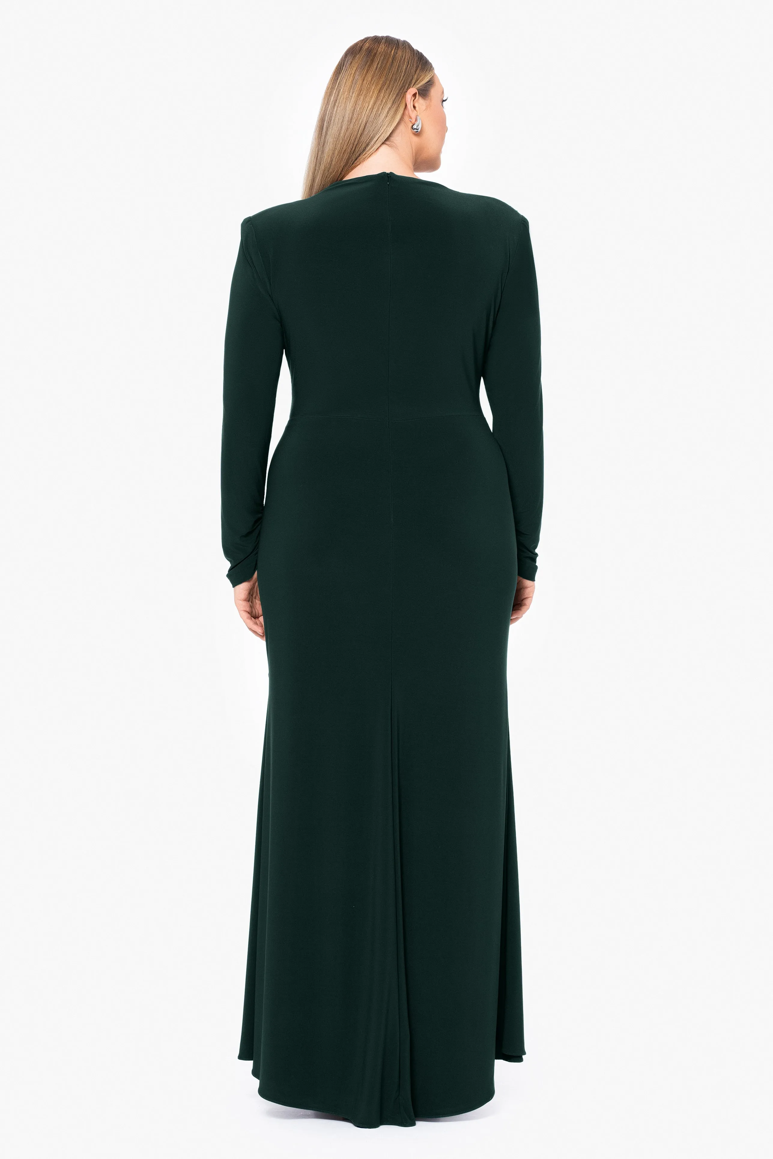 Plus "Jeanette" Long Sleeve Stretch Knit Side Ruffle Dress sold by Betsy & Adam product image thumbnail 2