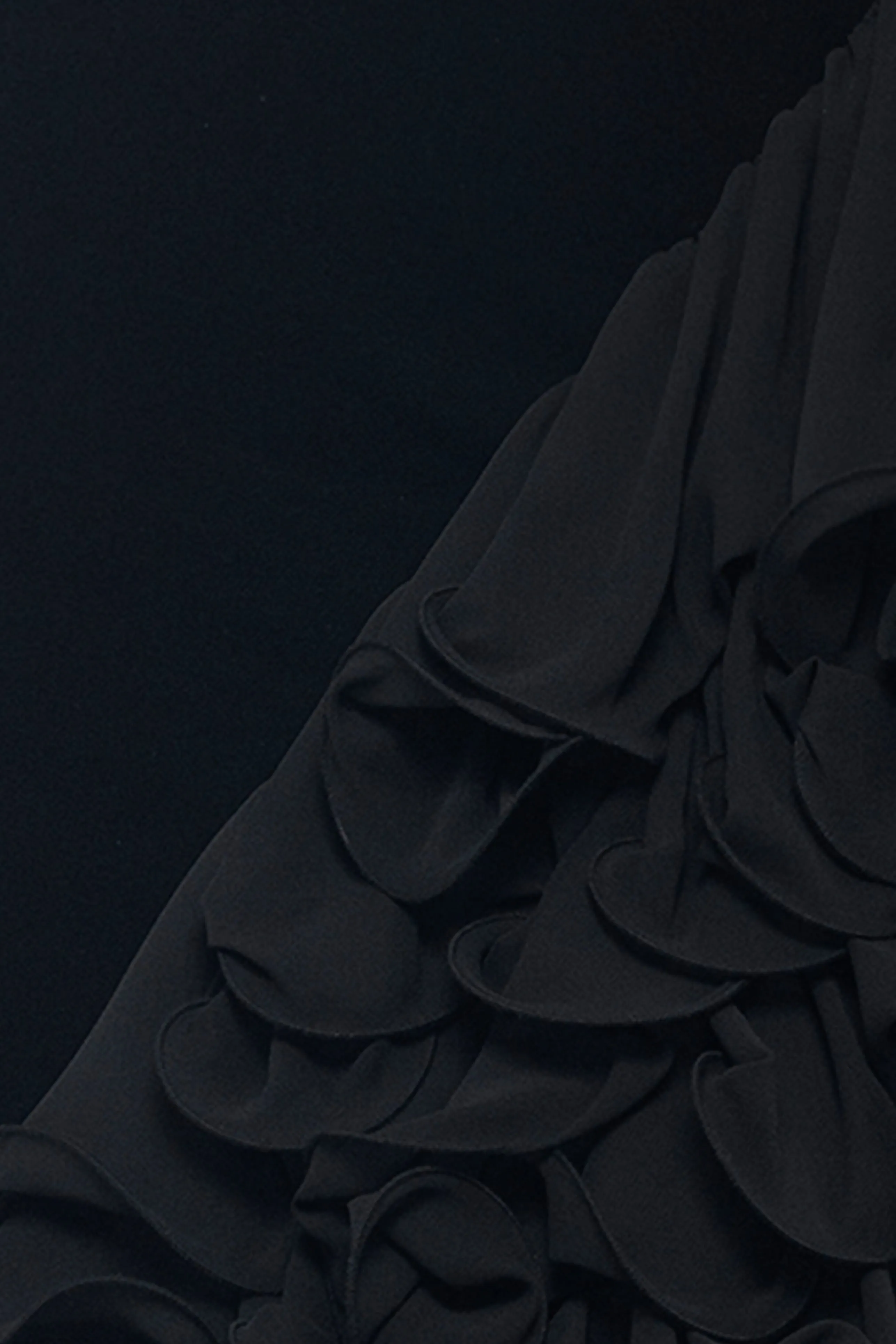 "Cassie" Long Velvet Asymmetrical Ruffle Mock Neck Dress sold by Betsy & Adam product image thumbnail 5