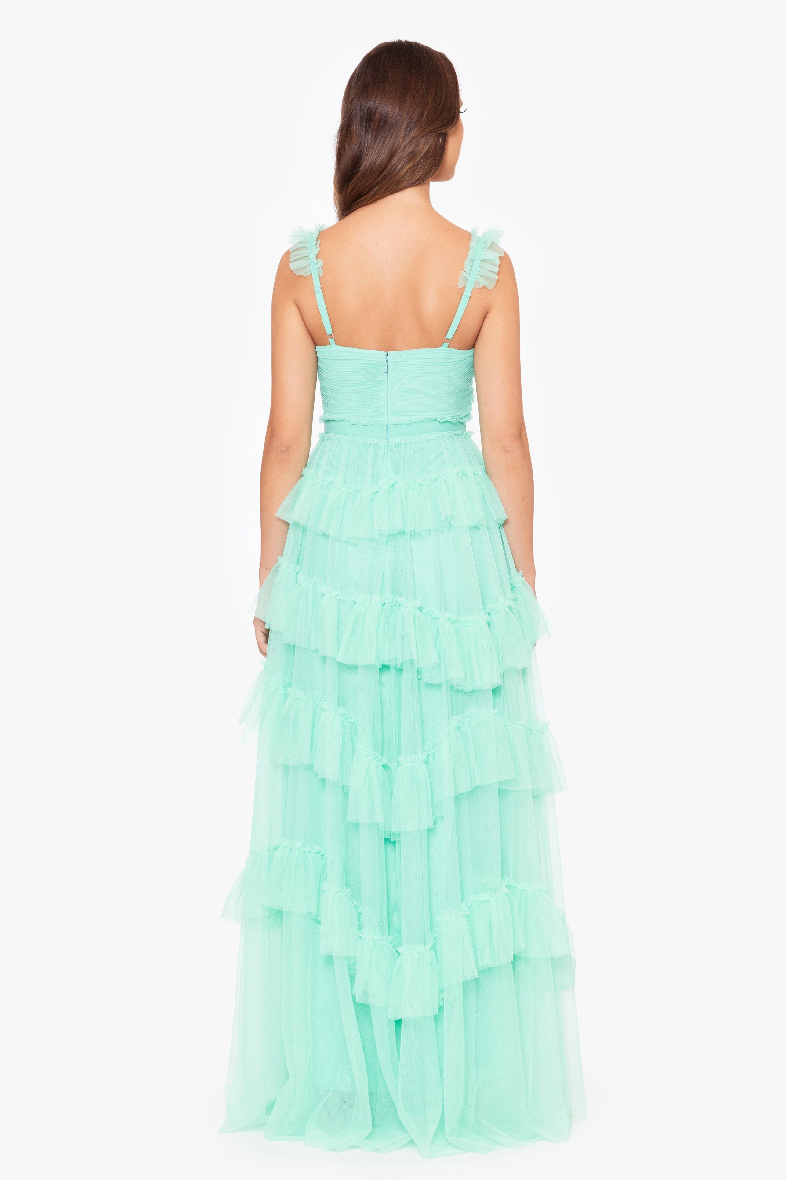 "Gigi" Long Ruffle Mesh Dress sold by Betsy & Adam product image thumbnail 2
