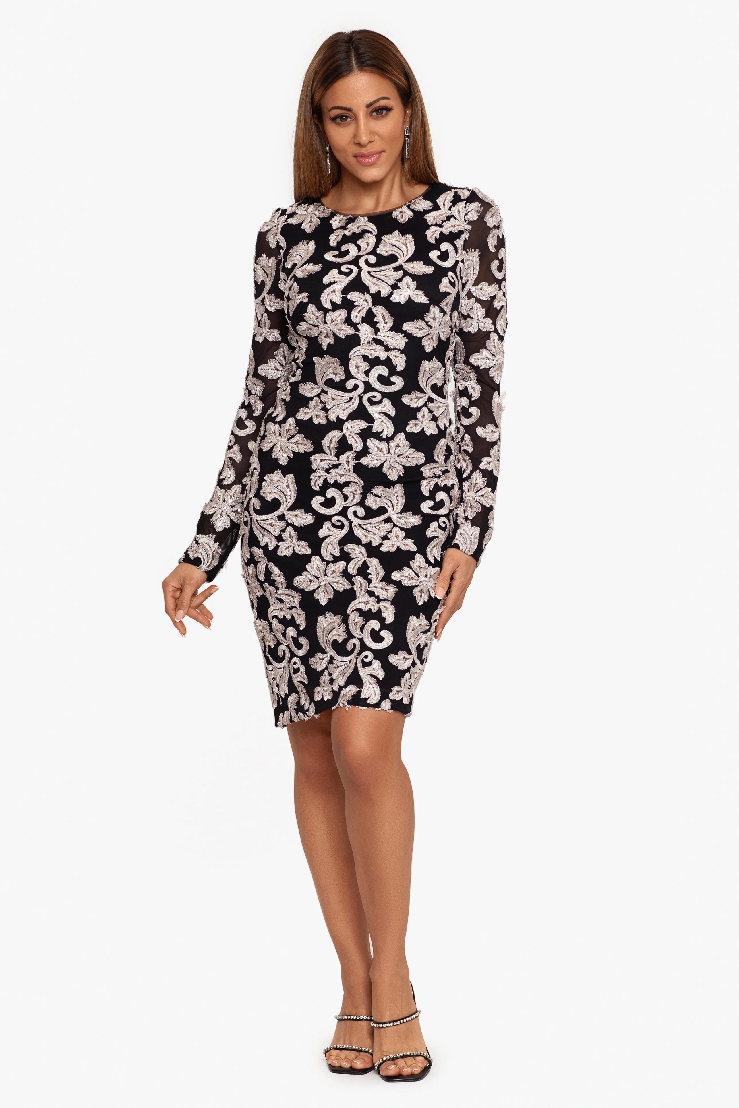 "Peony" Short Long Sleeve Embroidered Sheath Dress sold by Betsy & Adam