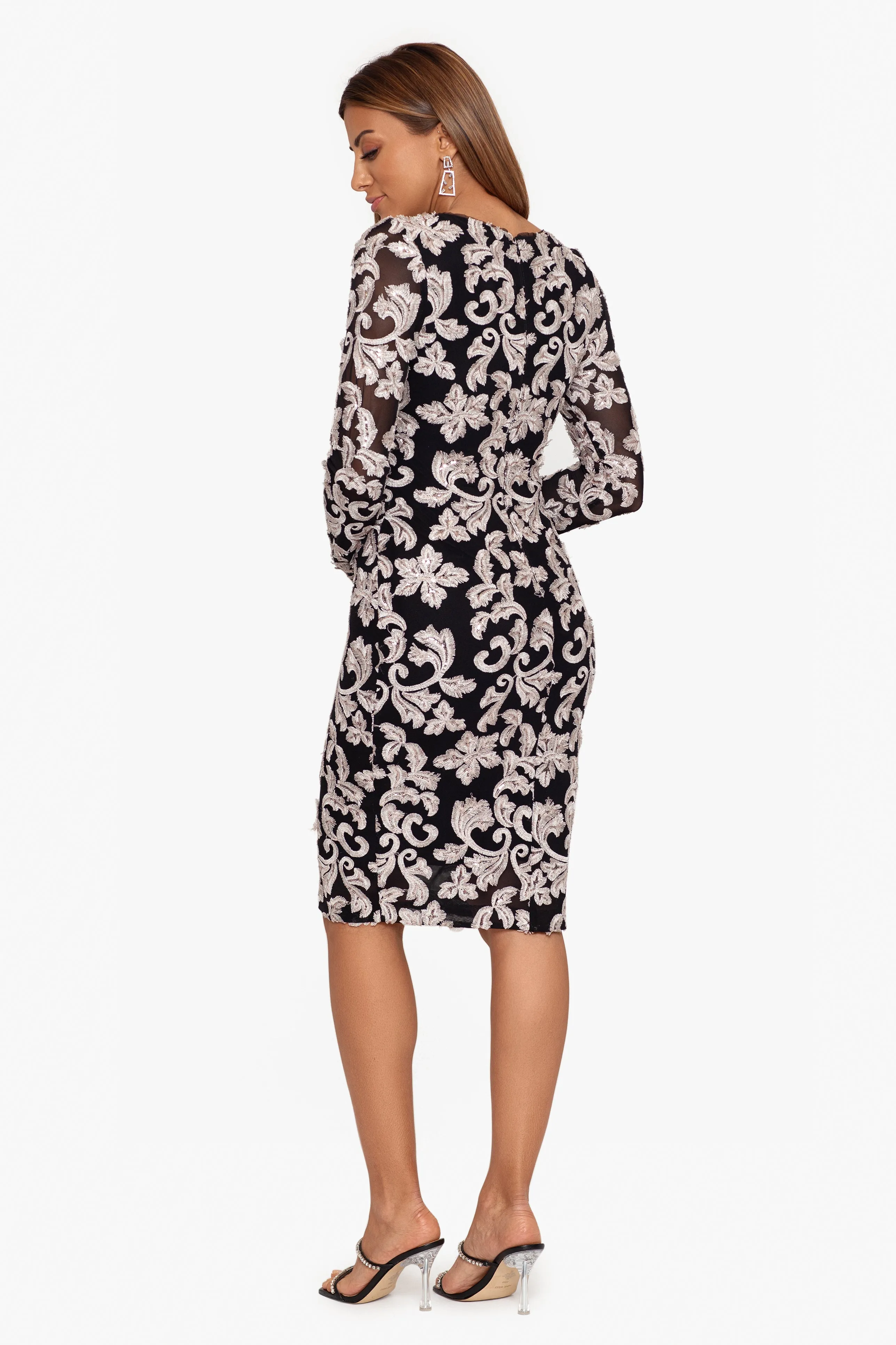 "Peony" Short Long Sleeve Embroidered Sheath Dress sold by Betsy & Adam product image thumbnail 2