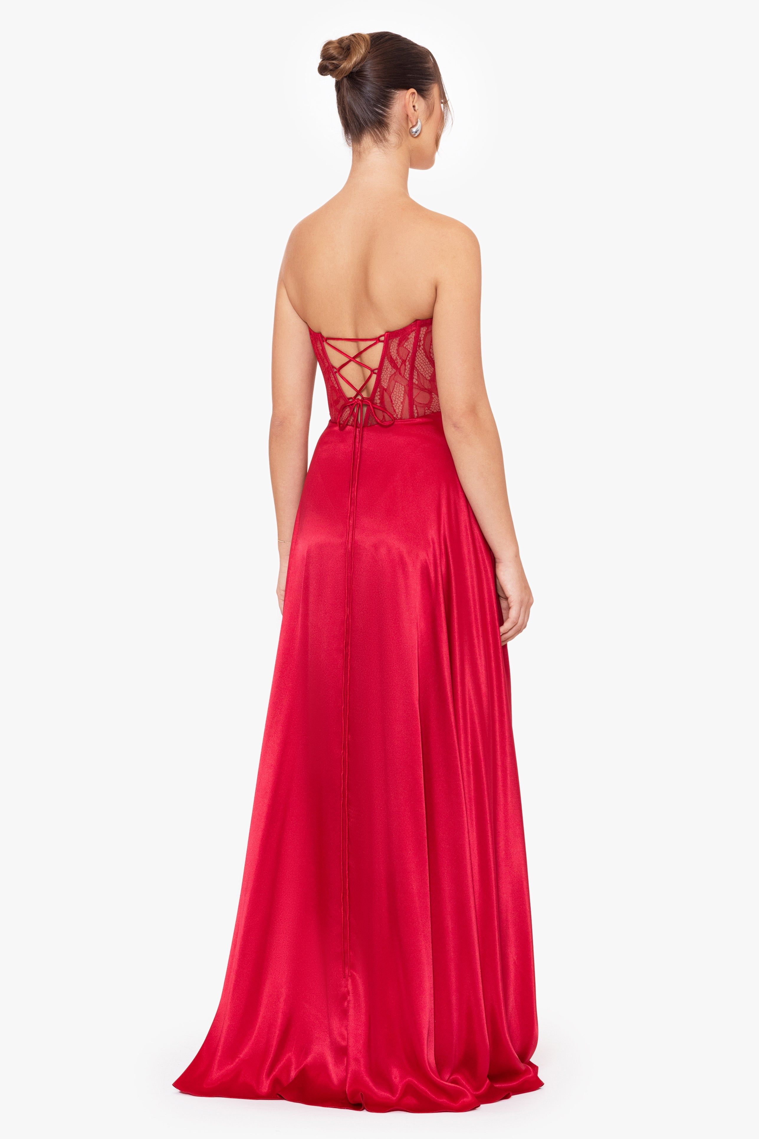 "Melissa" Charmeuse Illusion Bodice Applique Gown sold by Betsy & Adam product image thumbnail 2