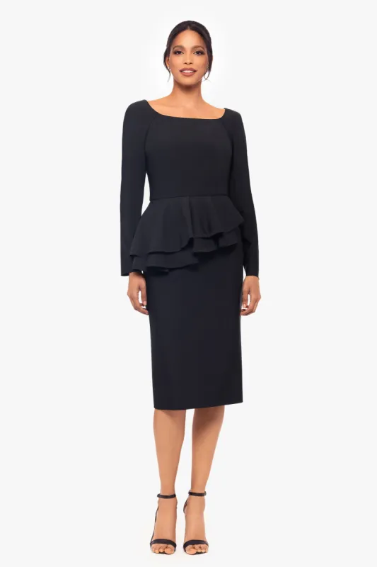 "Eileen" Short Asymmetrical Peplum Long Sleeve Dress sold by Betsy & Adam
