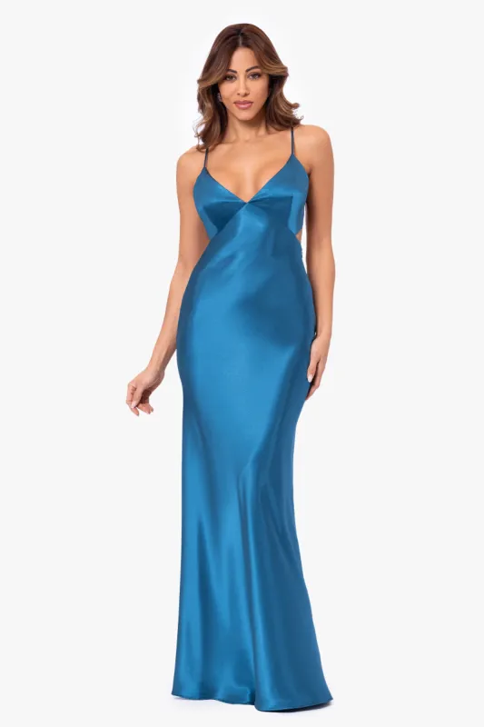 "Grace" Long Spaghetti Strap Tieback Dress sold by Betsy & Adam