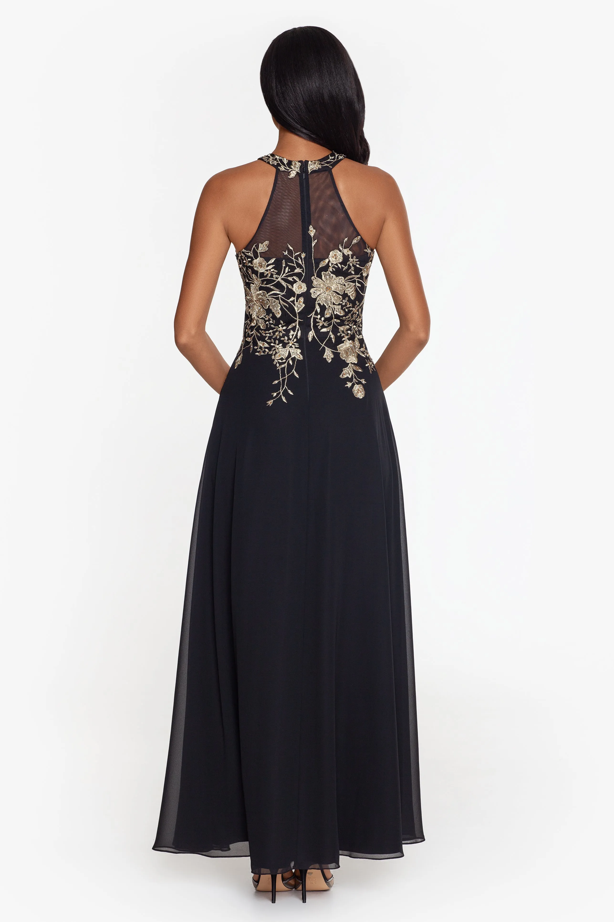 Petite "Celeste" Long Embroidered Chiffon Gown sold by Betsy & Adam product image thumbnail 2