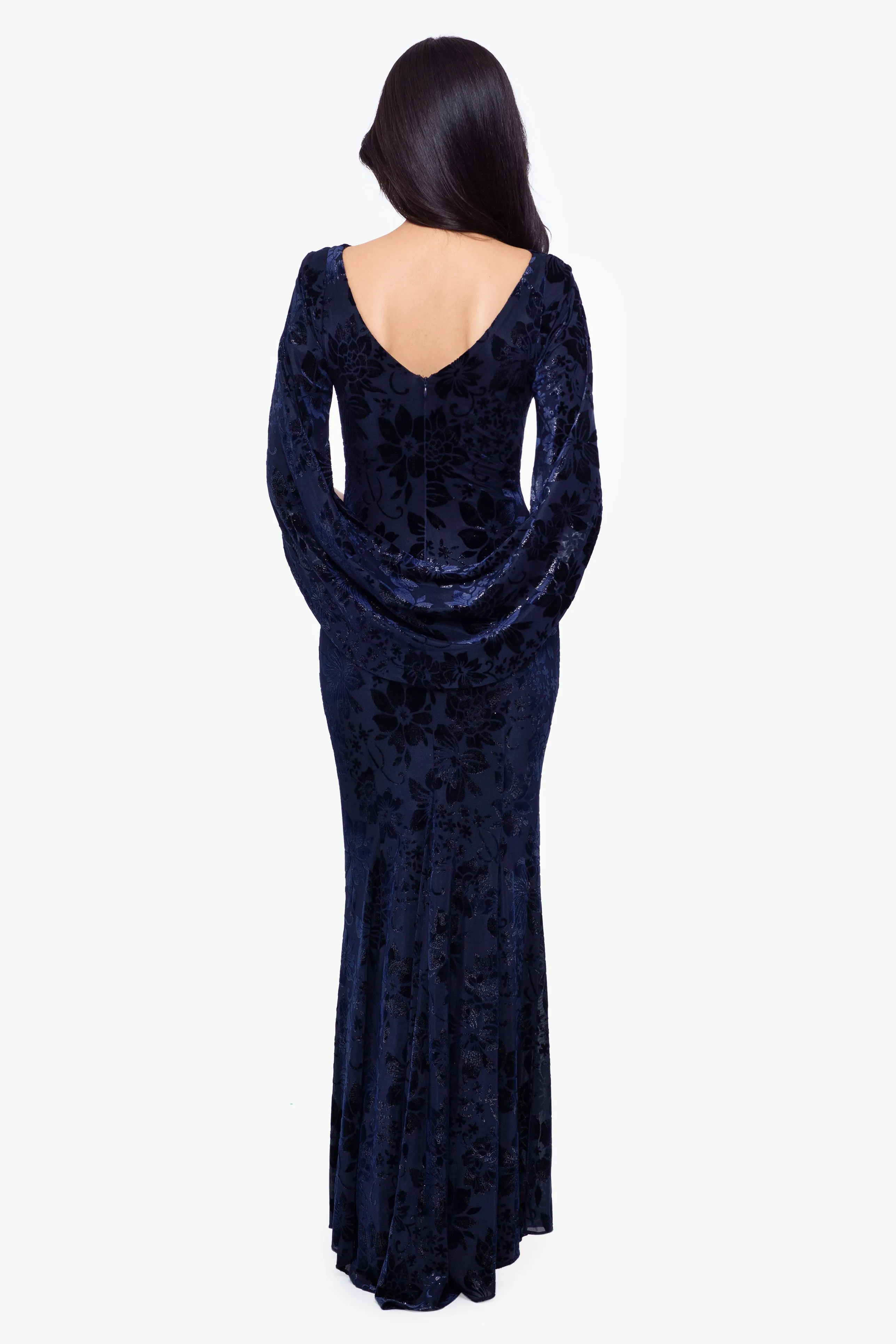 "Crystal" Long Velvet Drape Back Dress sold by Betsy & Adam product image thumbnail 2