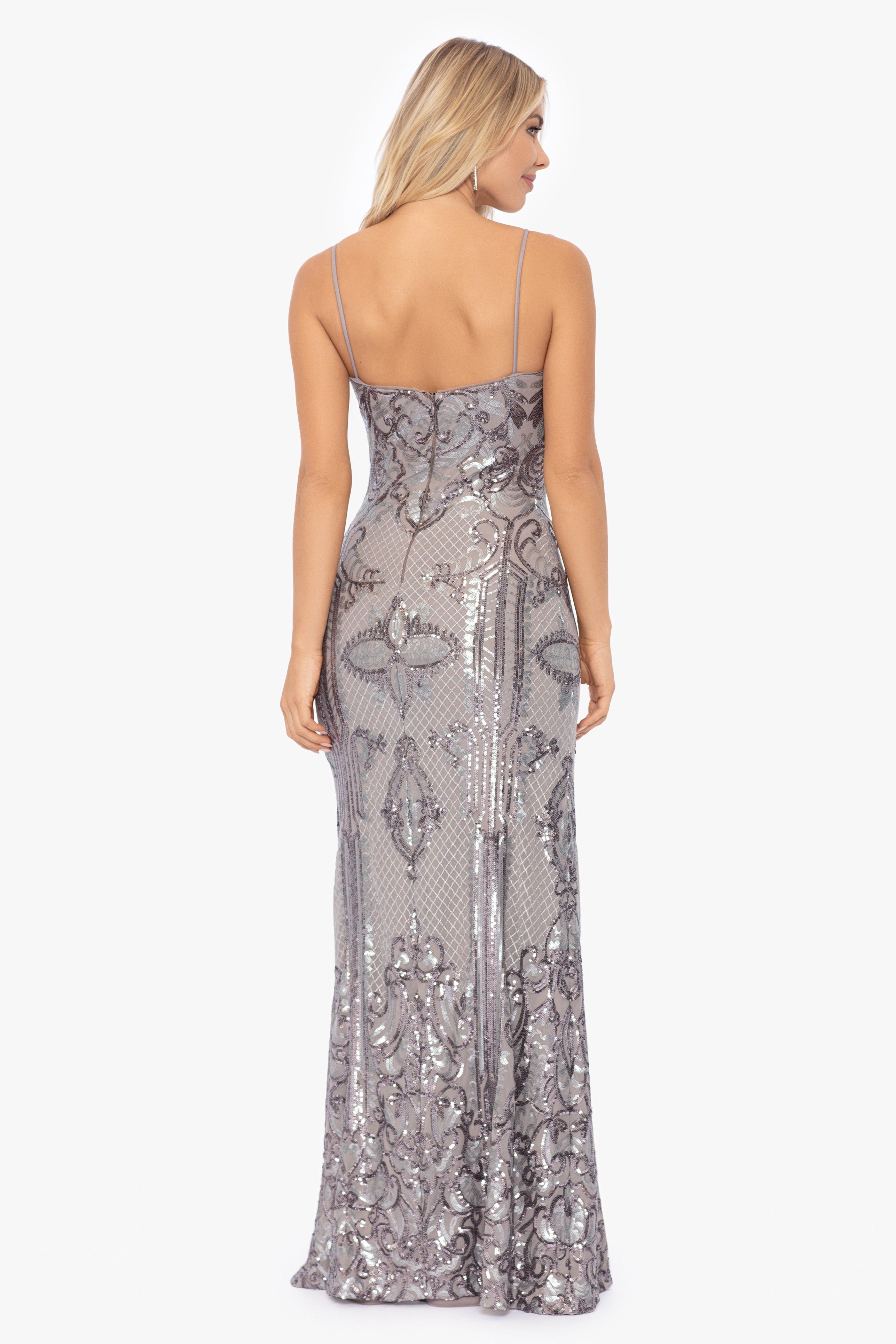 "Reese" Long Sequin Scoop Neck Dress sold by Betsy & Adam product image thumbnail 5