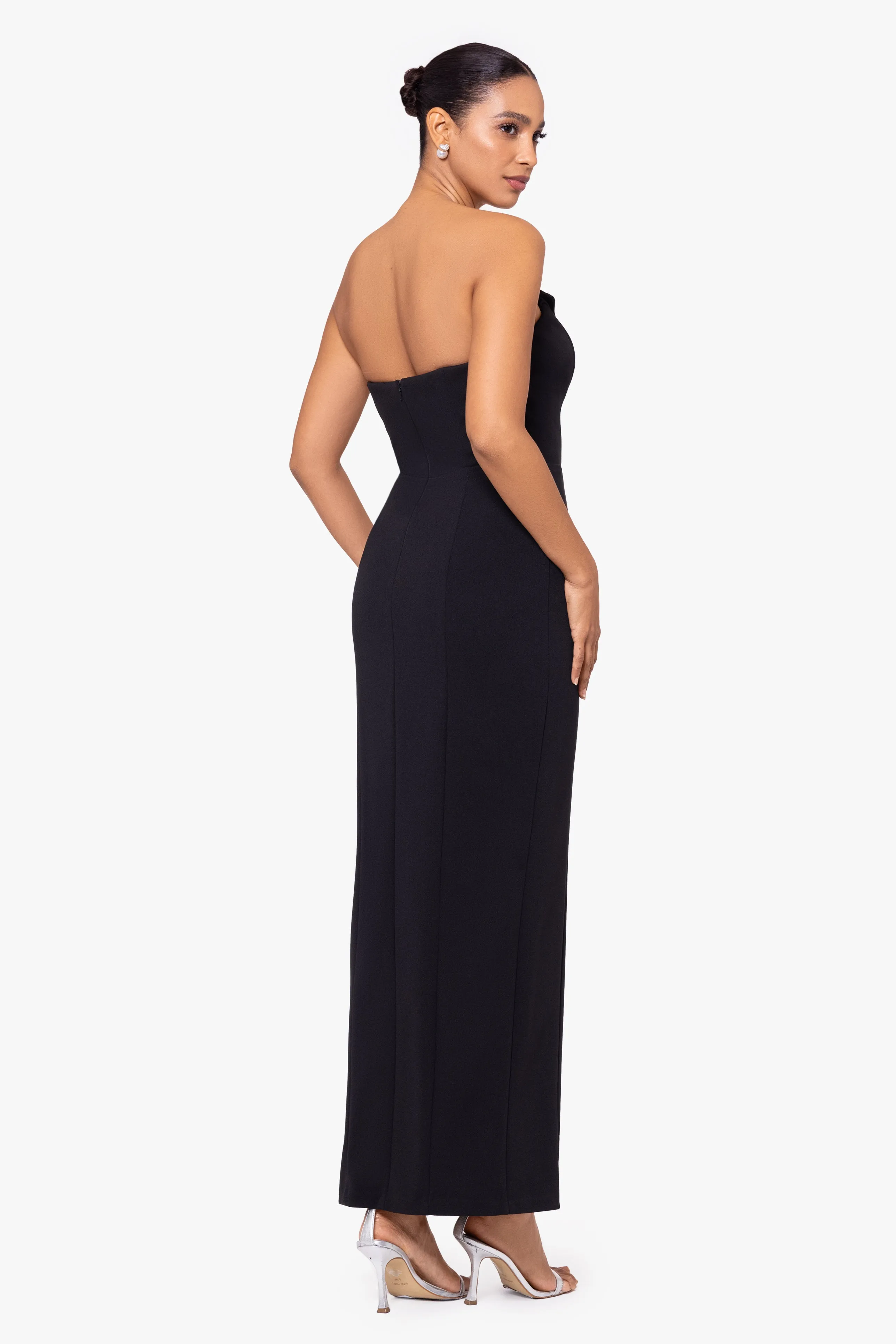 "Violette" Long Strapless V Neck Tuxedo Dress sold by Betsy & Adam product image thumbnail 2