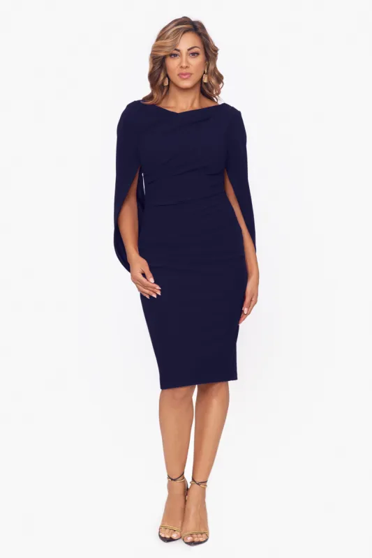 "Jordan" Short Scuba Crepe Draped Back Dress sold by Betsy & Adam