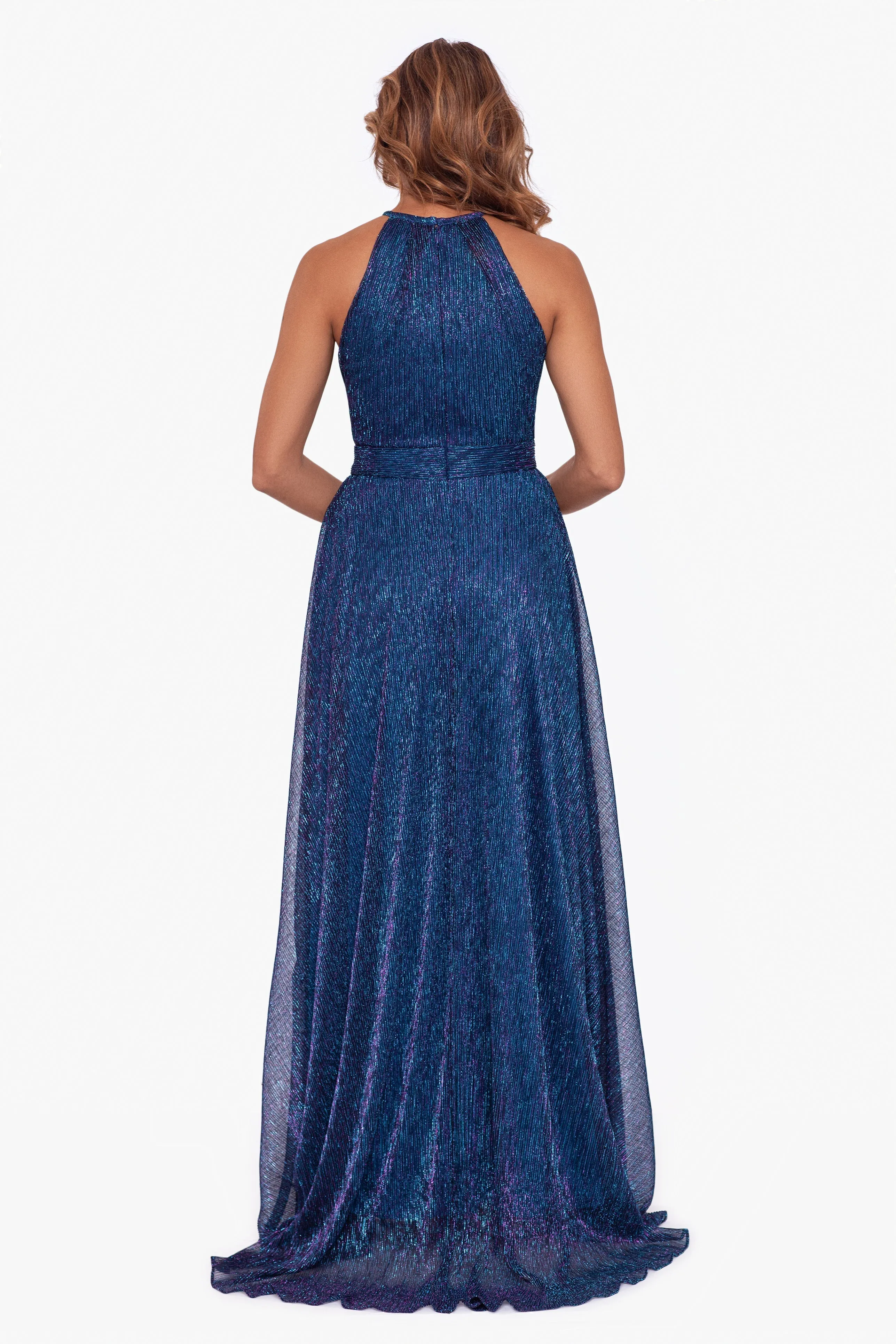 "Mila" Long Halter Metallic Dress sold by Betsy & Adam product image thumbnail 2