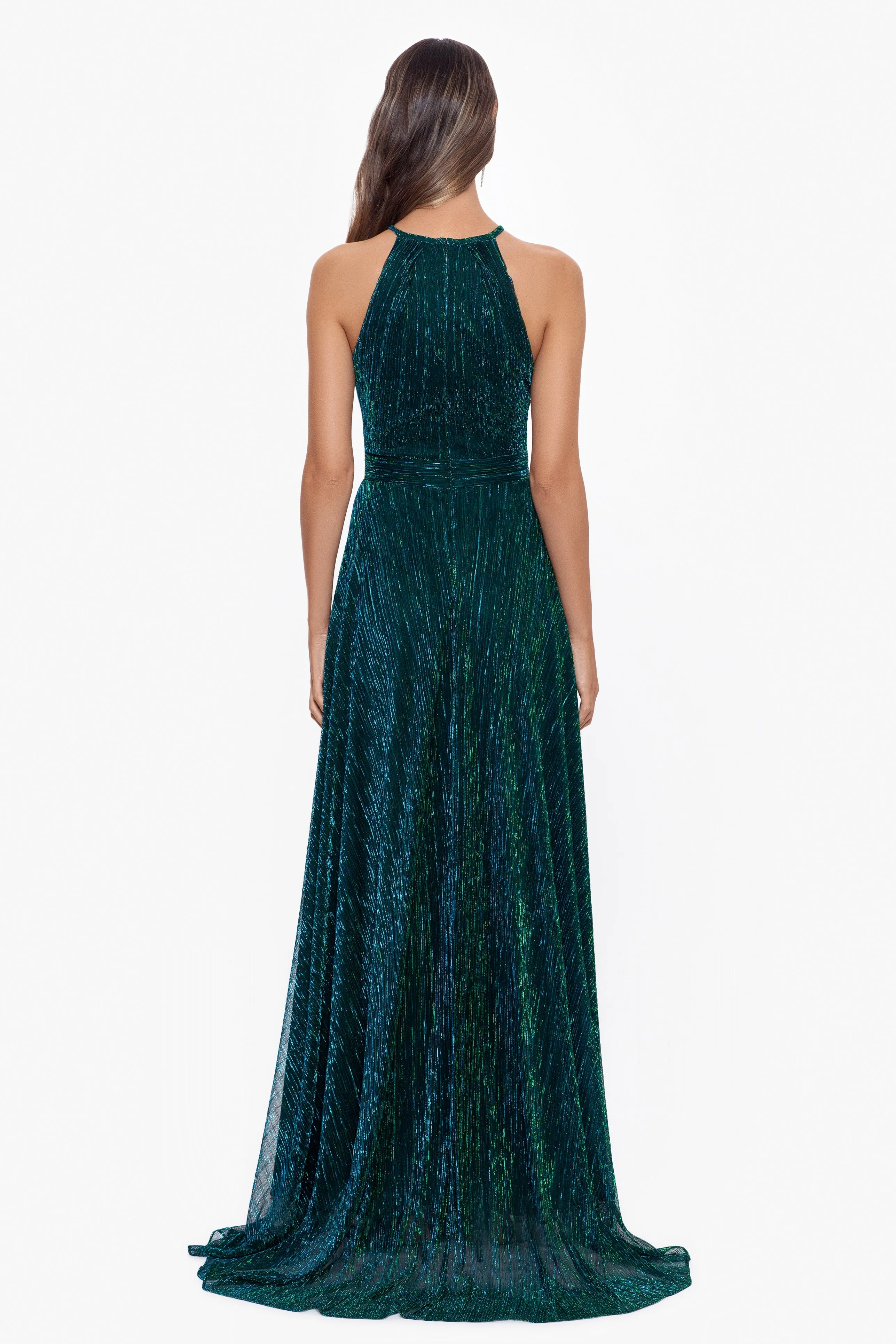 "Mila" Long Halter Metallic Dress sold by Betsy & Adam product image thumbnail 4