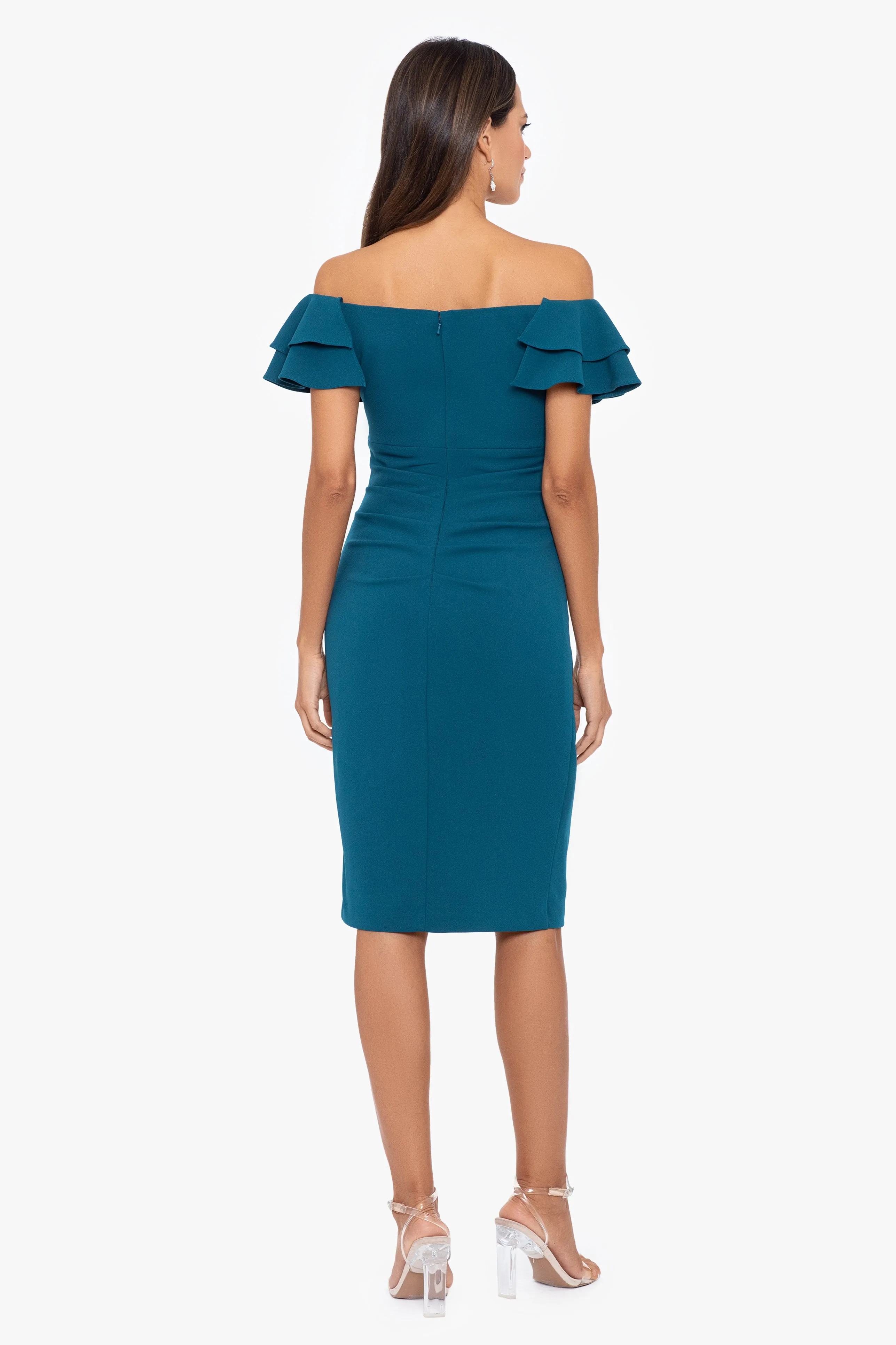 "Monica" Short Scuba Off the Shoulder Dress sold by Betsy & Adam product image thumbnail 2