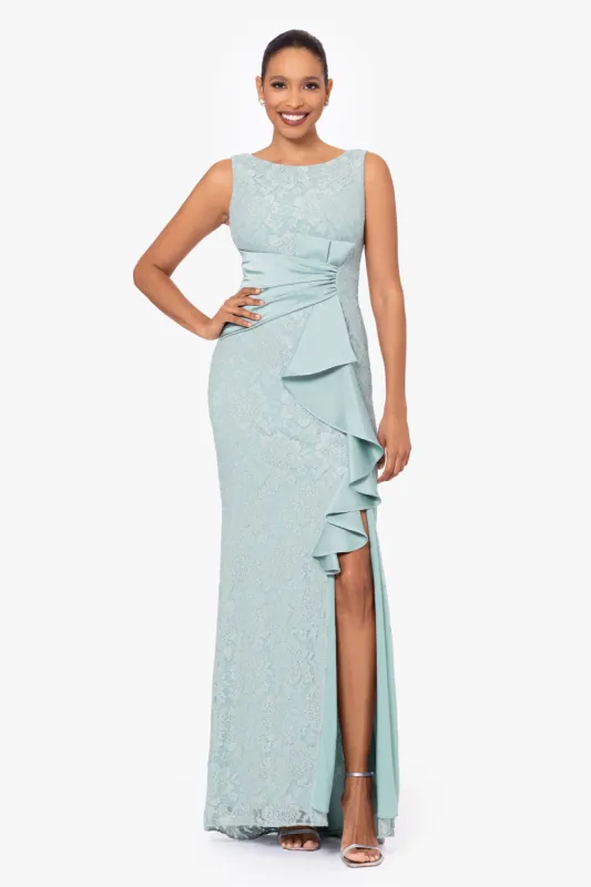 "Alice" Long Lace Satin Sash Dress sold by Betsy & Adam