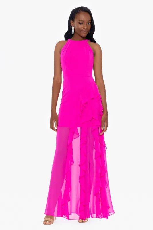 "Helen" Long Chiffon Halter Neck Dress sold by Betsy & Adam