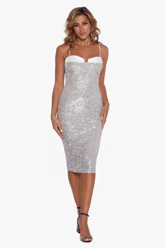 "Vicki" Spaghetti Strap Sequin Midi Dress sold by Betsy & Adam