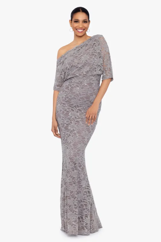 "Jayla" Long Lace Off the Shoulder Drop Dress made by Betsy & Adam