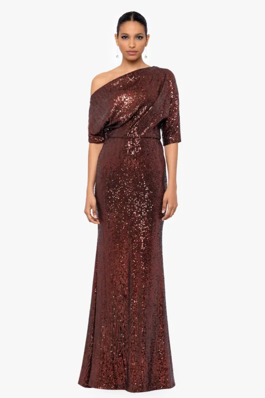 "Georgia" Long Sequin Off the Shoulder Dress sold by Betsy & Adam