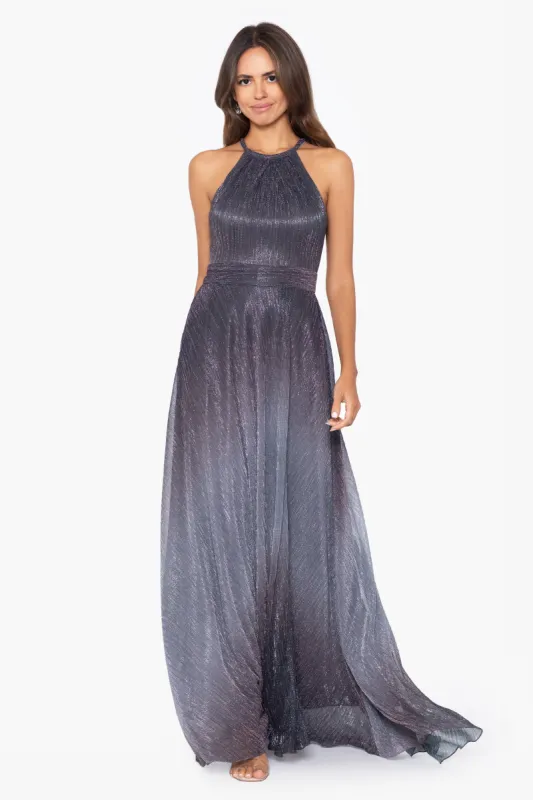 "Lily" Long Halter Neck Ombre Metallic Dress sold by Betsy & Adam