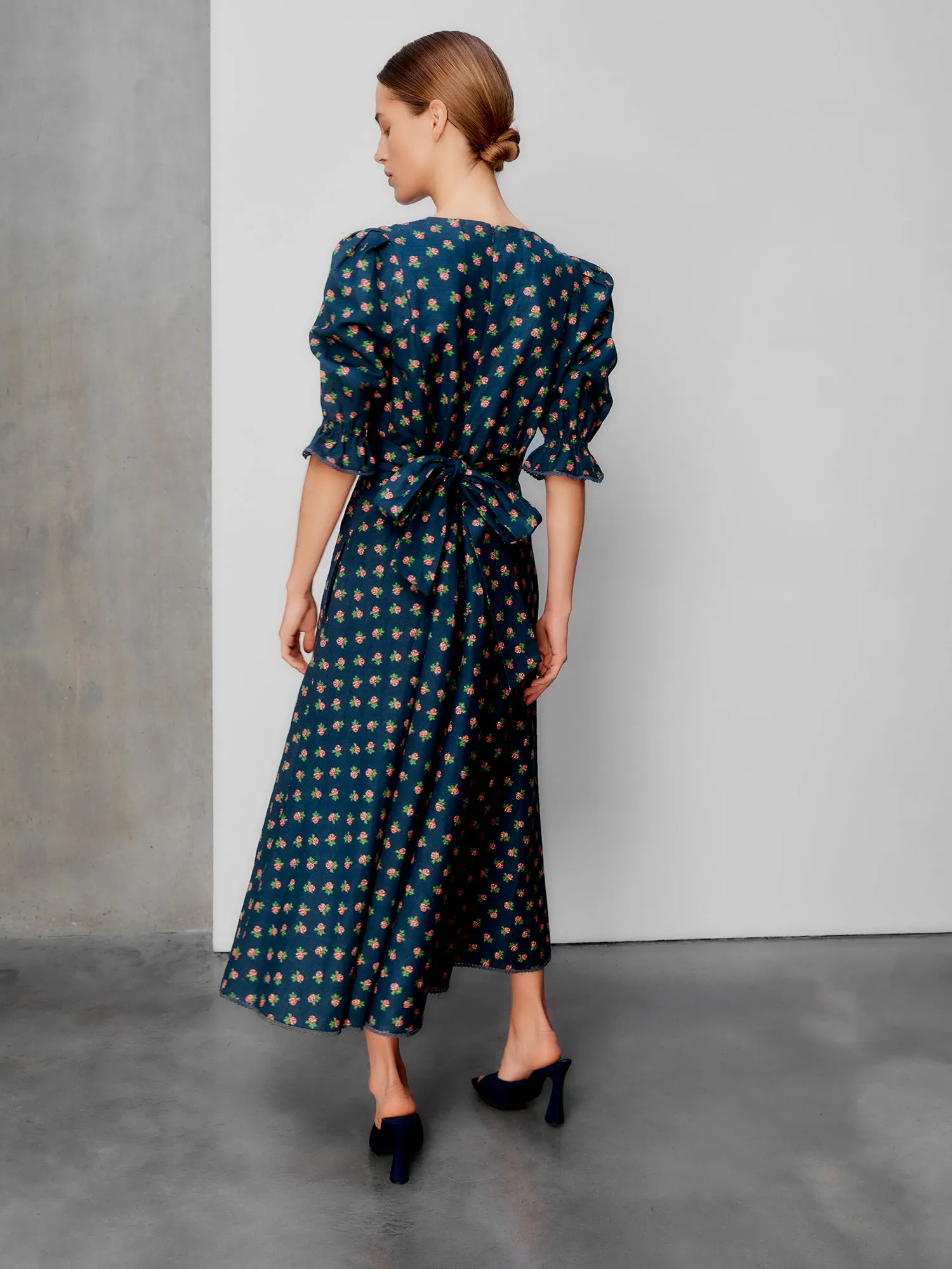 Flora Bud Navy Dress sold by Beulah product image thumbnail 3