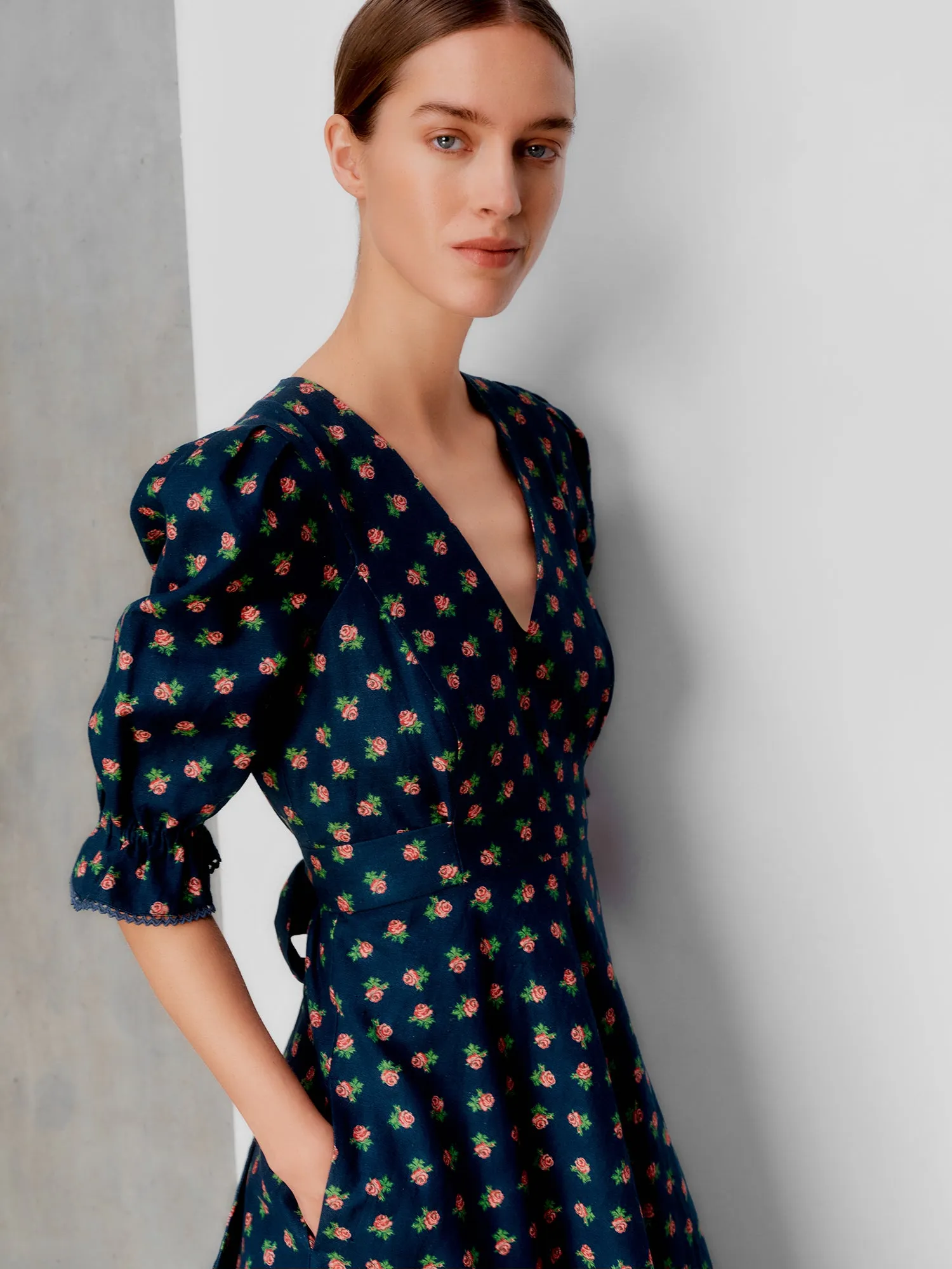 Flora Bud Navy Dress sold by Beulah product image thumbnail 4