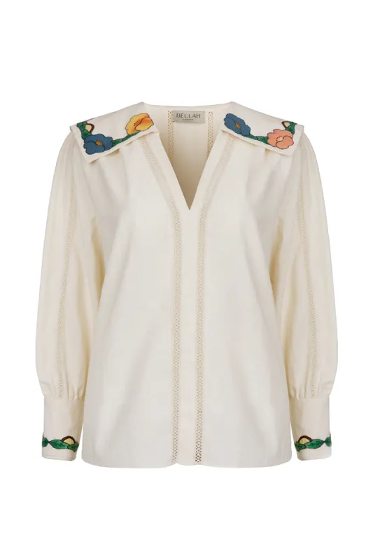 Vera Floral Appliqué Blouse sold by Beulah