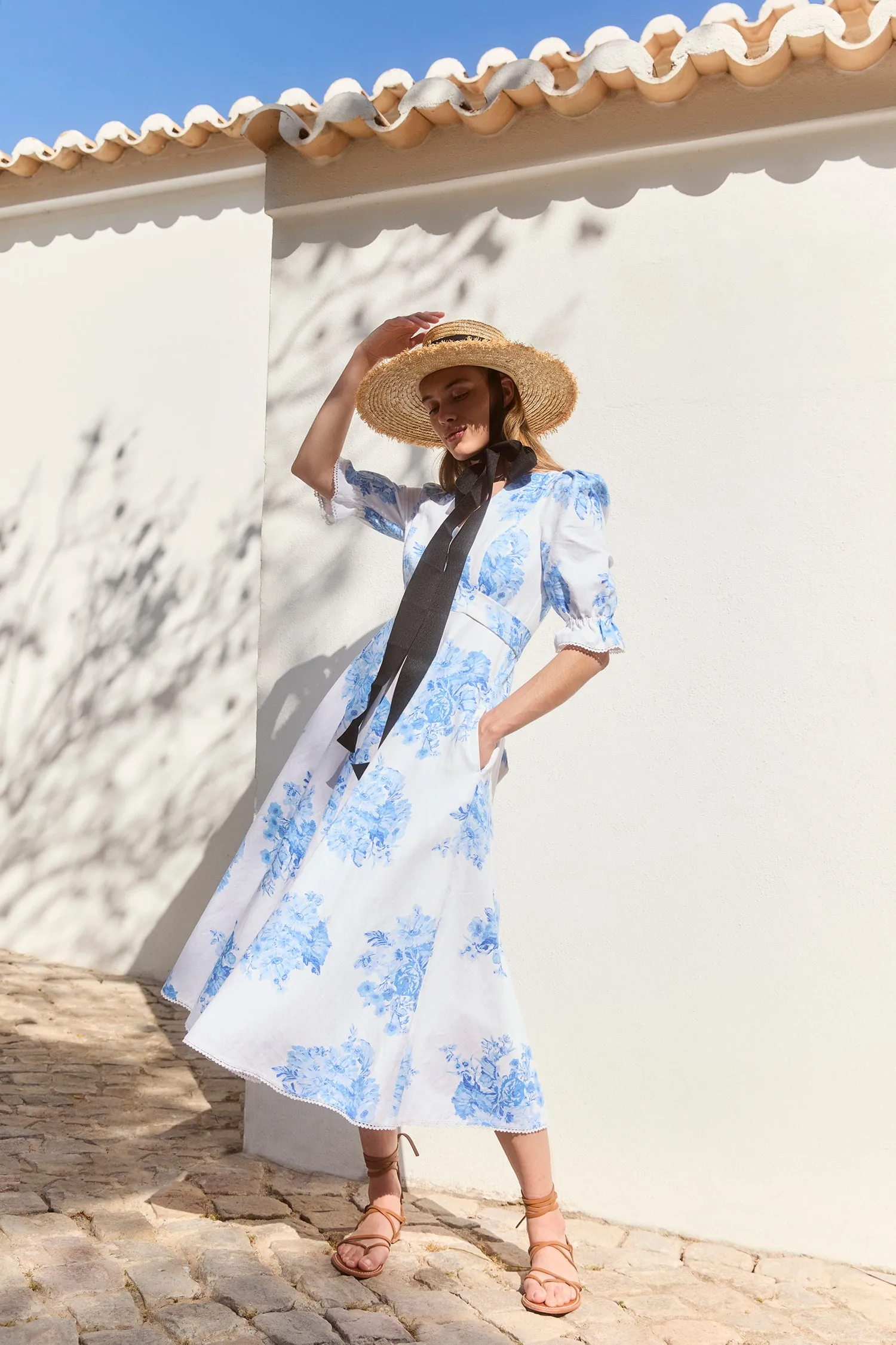 Flora Blue Garden Floral Dress sold by Beulah product image thumbnail 4