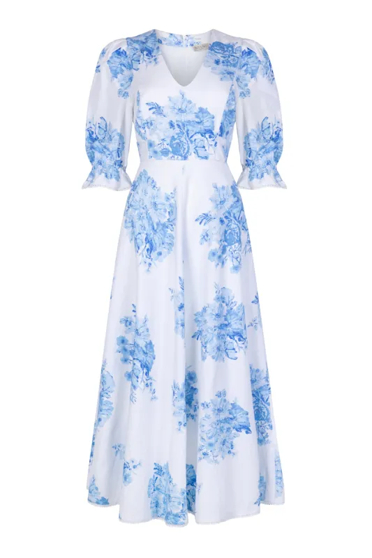Flora Blue Garden Floral Dress sold by Beulah