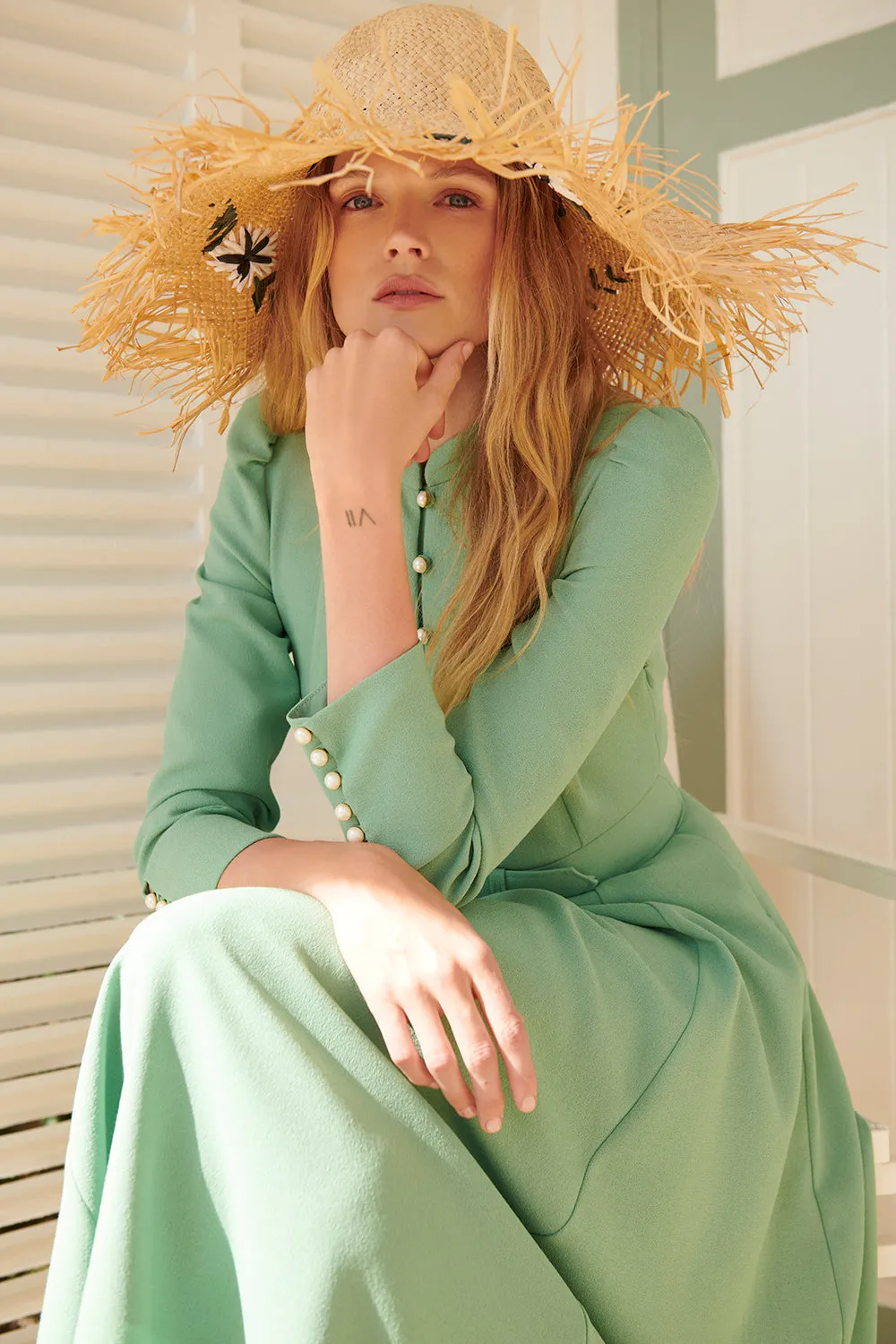 Ahana Pea Green Long Sleeve Dress sold by Beulah product image thumbnail 2