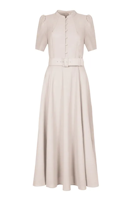 Ahana Beige Short Sleeve Dress sold by Beulah