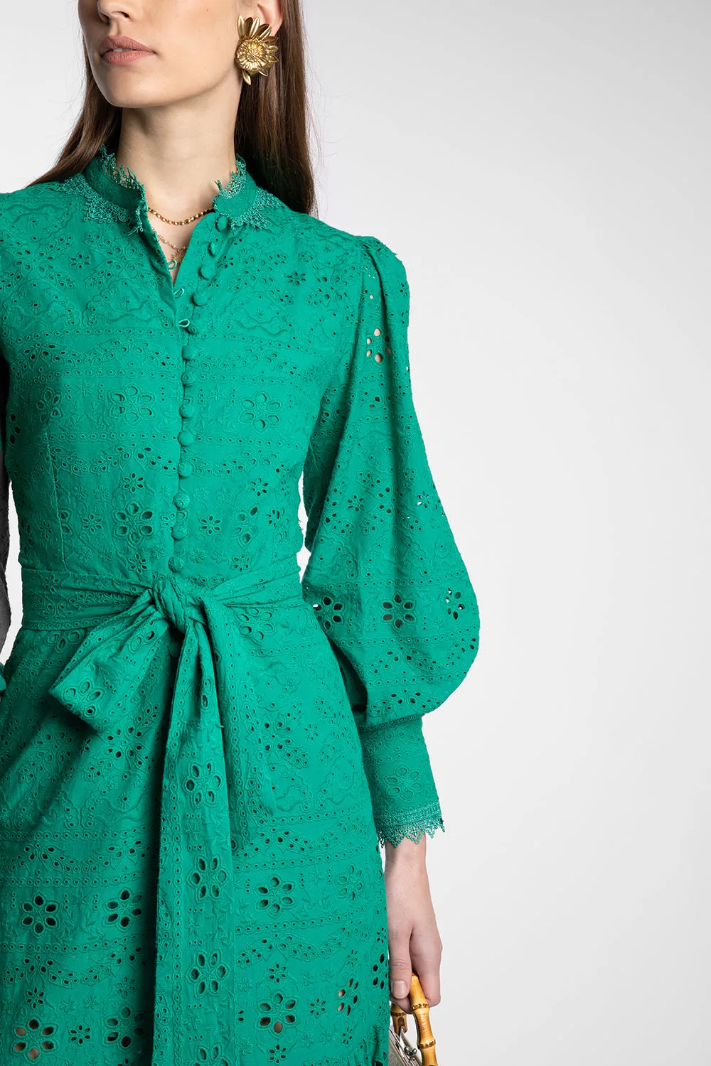 Celeste Emerald Broderie Dress sold by Beulah product image thumbnail 5