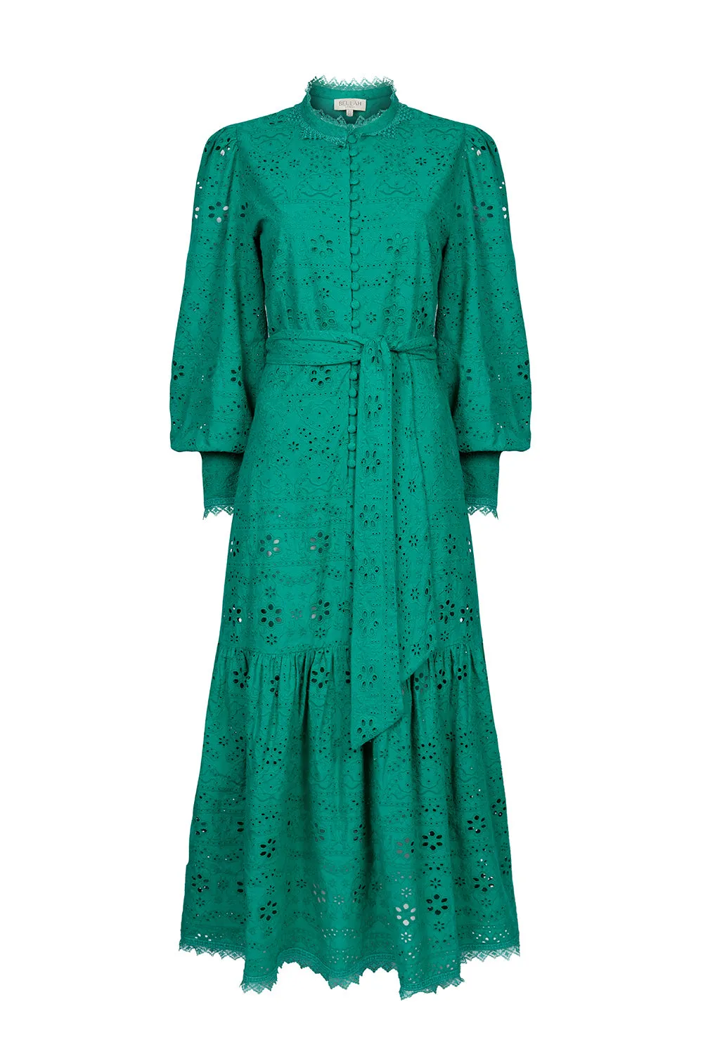Celeste Emerald Broderie Dress sold by Beulah