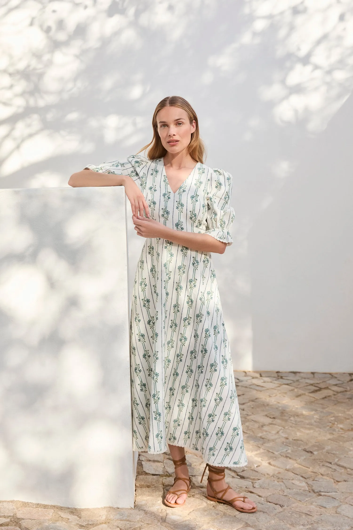 Flora Linear Blue Flower Dress sold by Beulah product image thumbnail 2