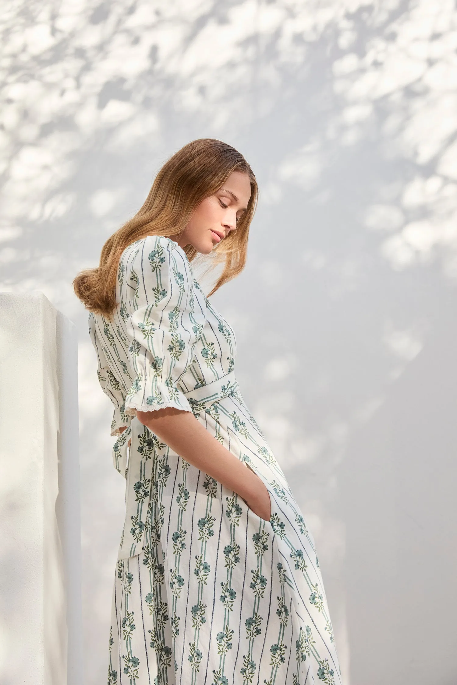 Flora Linear Blue Flower Dress sold by Beulah product image thumbnail 5