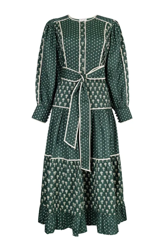 Evelyn Flower Block Print Dress sold by Beulah