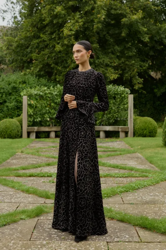 Yahvi Embellished Velvet Dress sold by Beulah