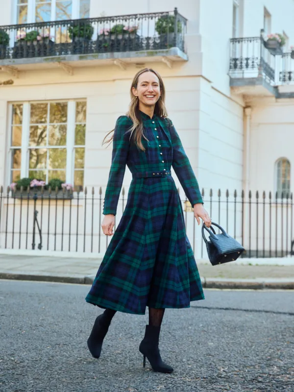 Ahana Evergreen Tartan Dress sold by Beulah