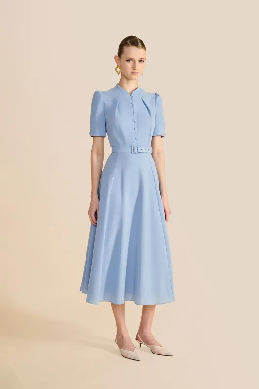 Ahana Pale Blue Short Sleeve Dress sold by Beulah