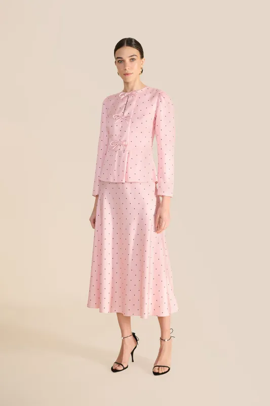 Arabella Pink & Navy Polka Dot Skirt sold by Beulah