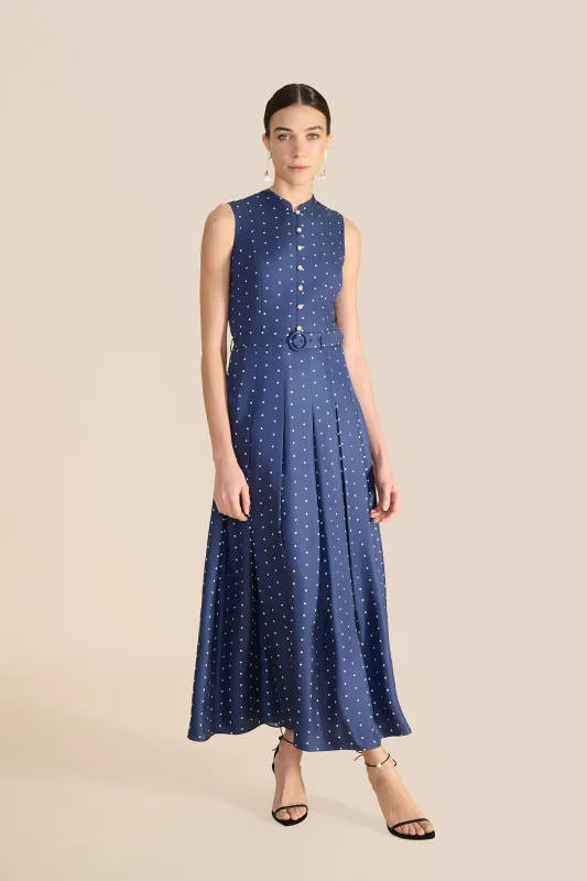 Annabel Navy & Ivory Polka Dot Dress sold by Beulah