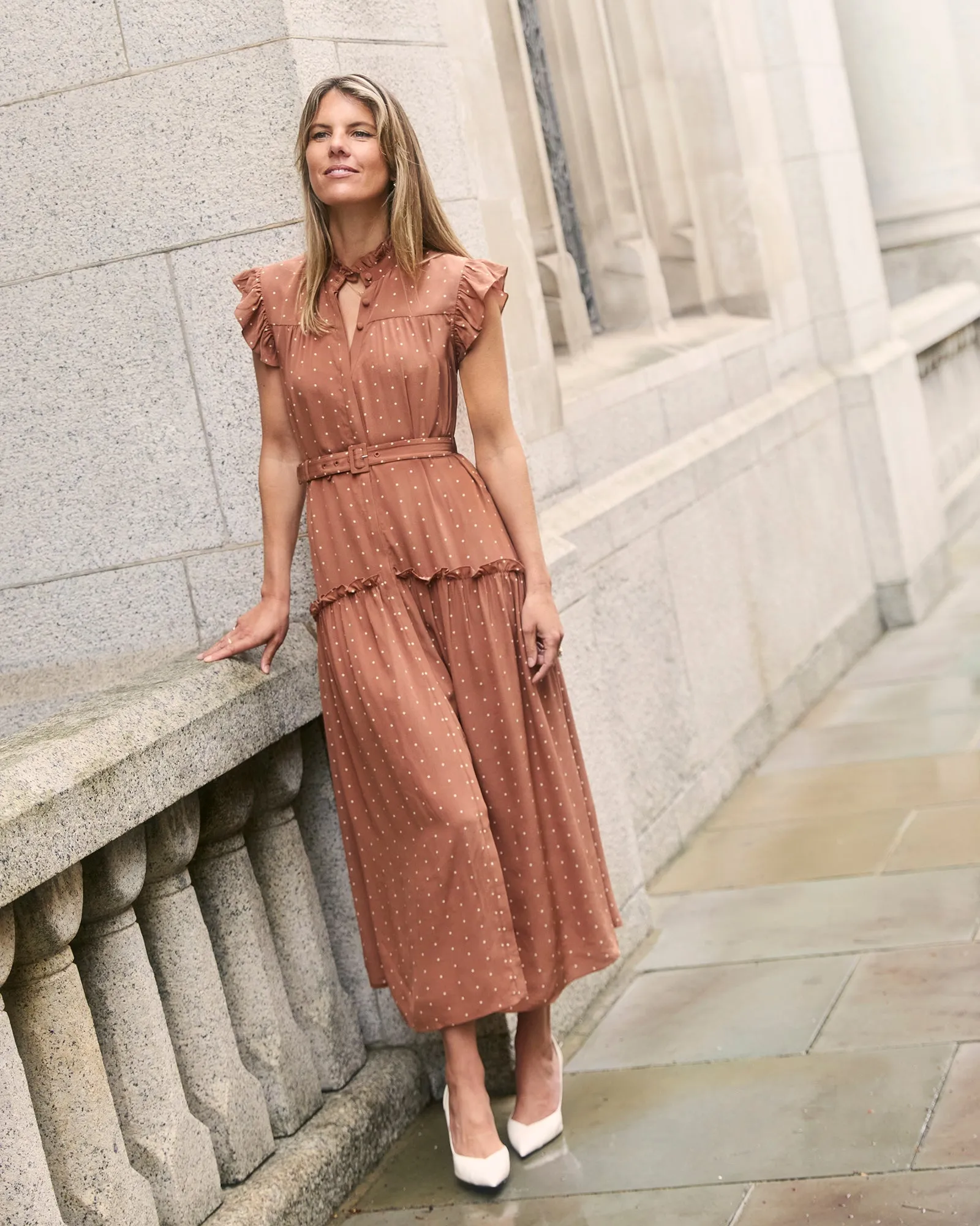 Sleeveless Darsha Toffee Polka Dress sold by Beulah product image thumbnail 2