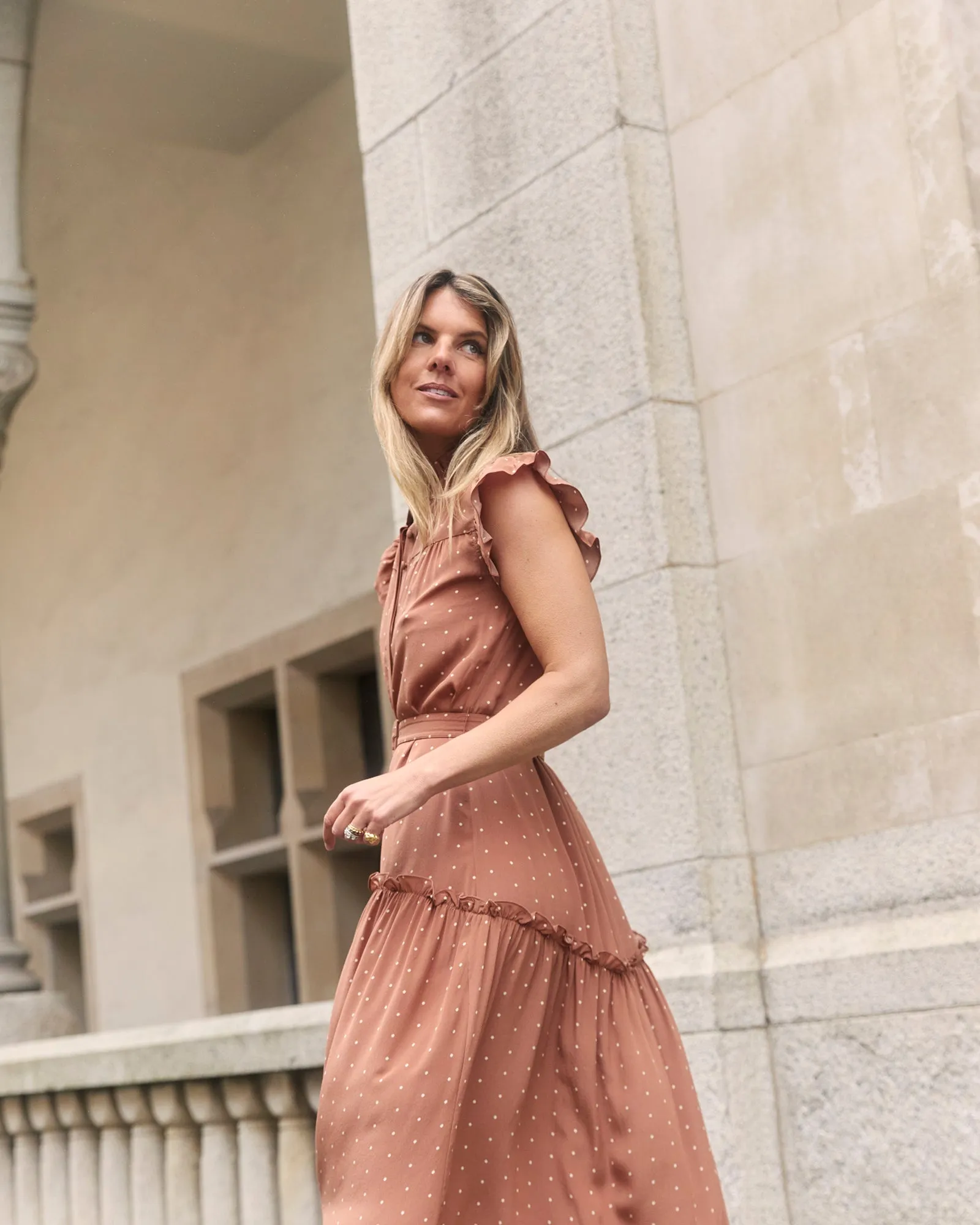 Sleeveless Darsha Toffee Polka Dress sold by Beulah product image thumbnail 5