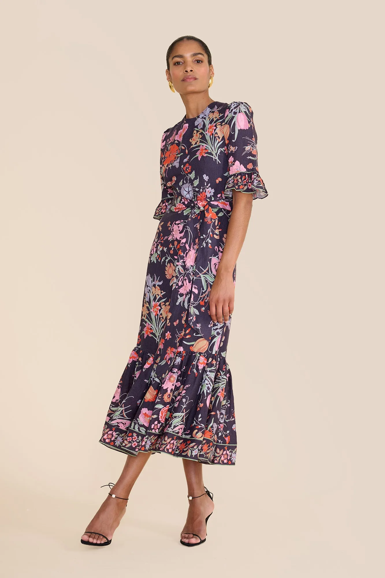 Aster Navy Floral Bouquet Dress sold by Beulah product image thumbnail 4