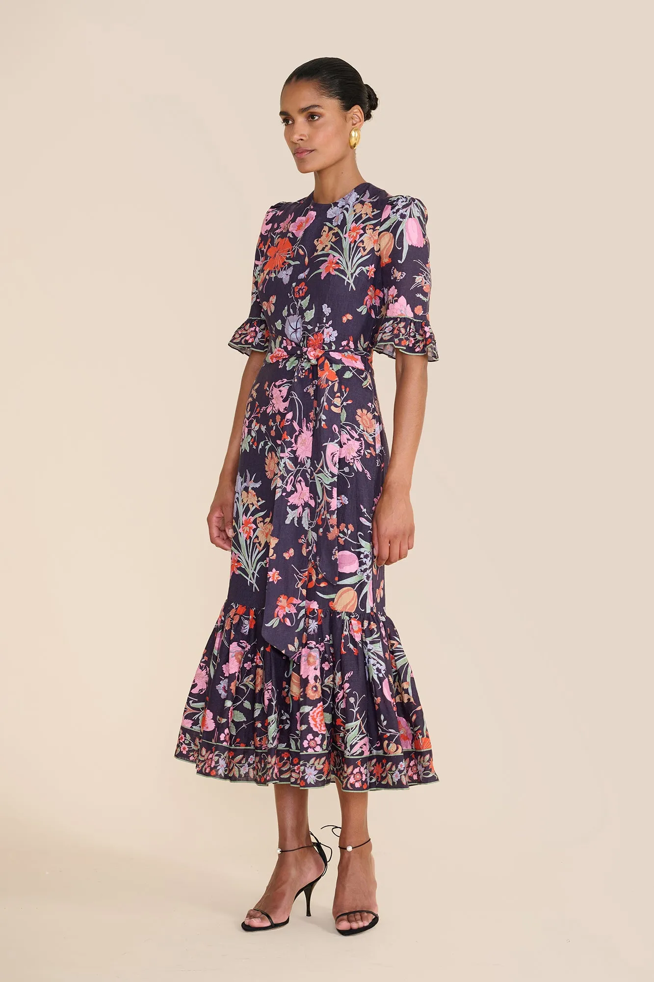 Aster Navy Floral Bouquet Dress sold by Beulah product image thumbnail 5