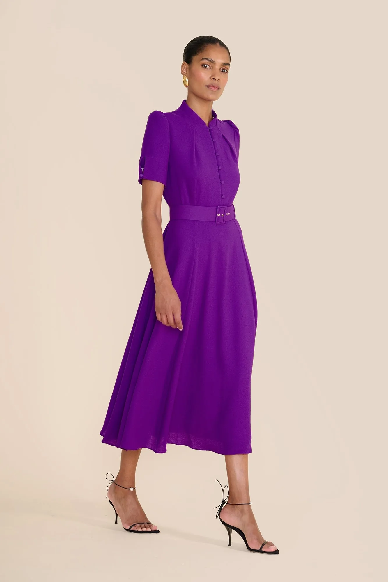 Ahana Bright Purple Short Sleeve Dress sold by Beulah