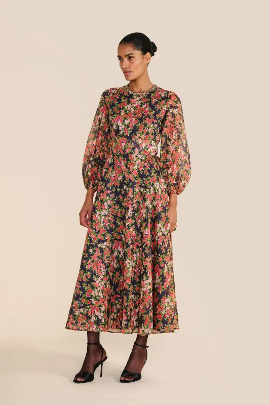 Mikela Navy Japanese Floral Dress sold by Beulah