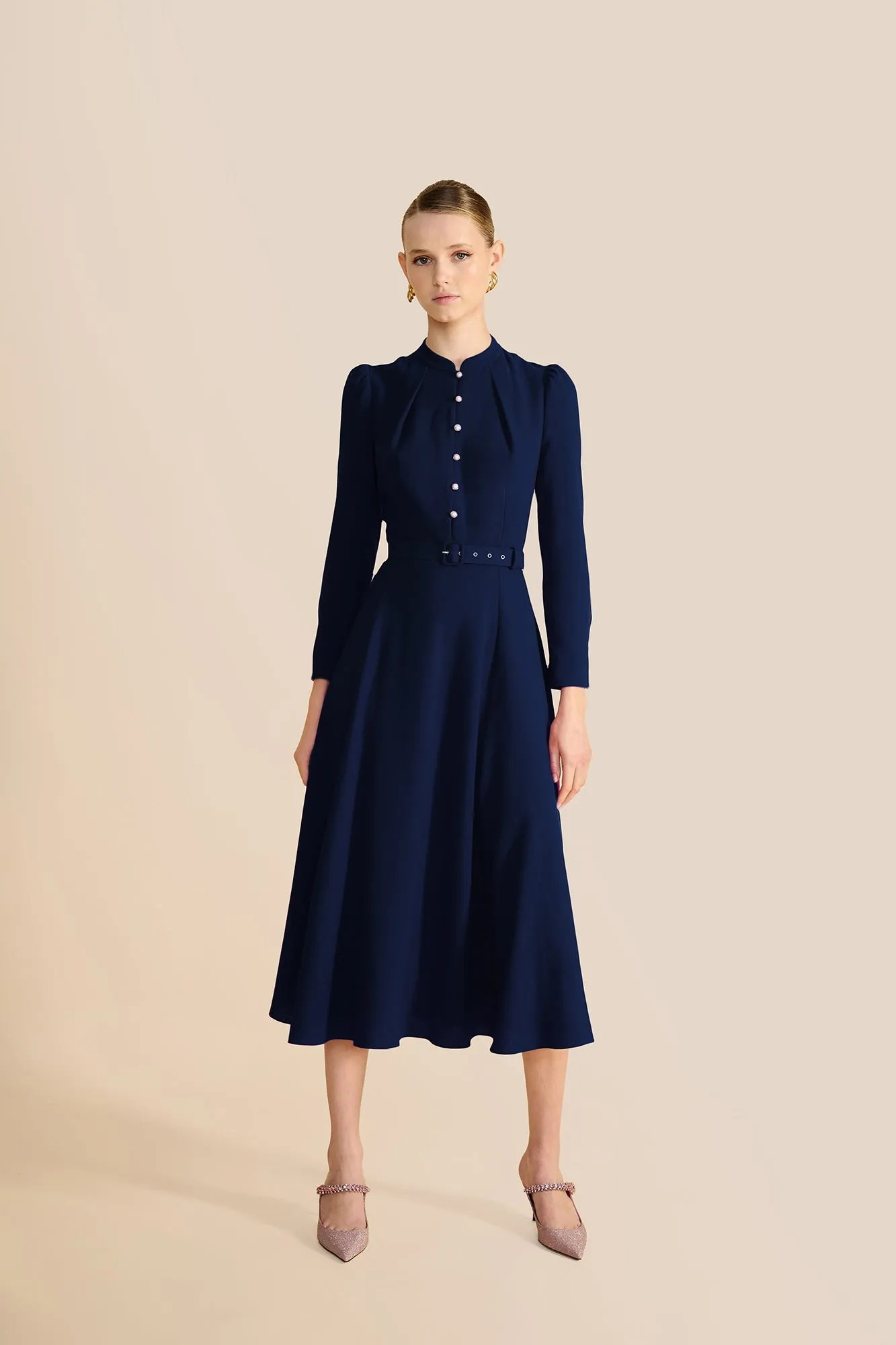 Ahana Navy Long Sleeve Dress sold by Beulah