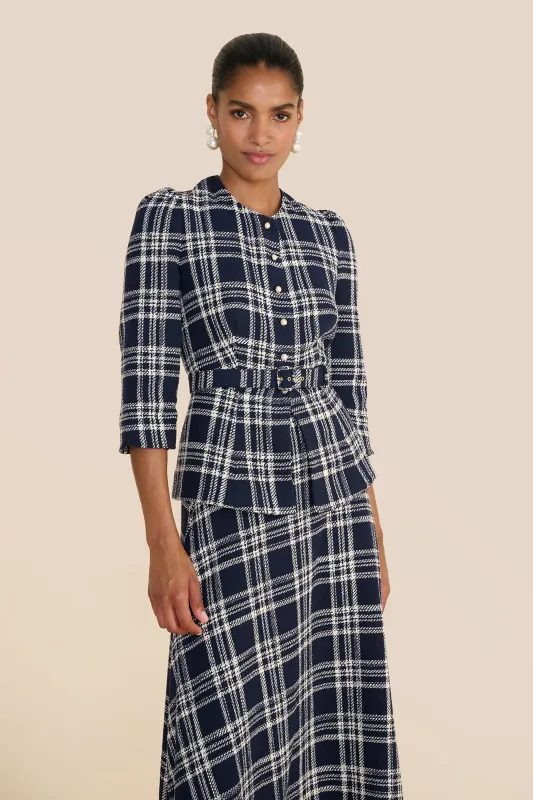 Bethany Navy & White Check Blouse sold by Beulah