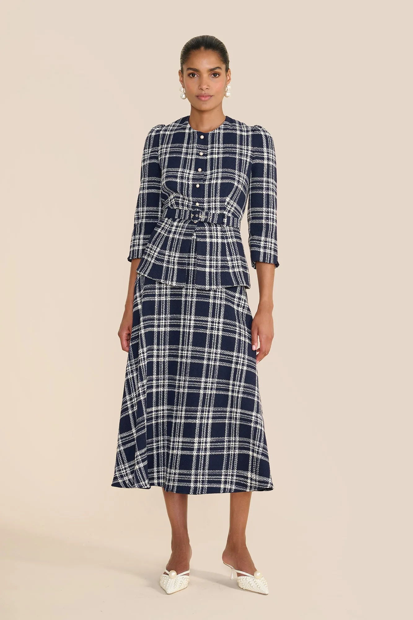 Arabella Navy & White Check Skirt sold by Beulah product image thumbnail 2